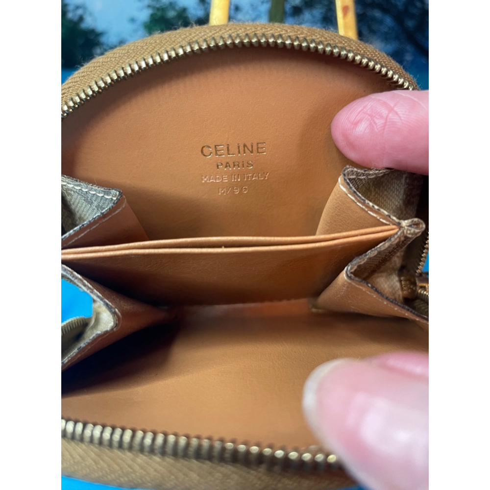 Celine Coin Purse Small Mini Bag Tan & Beige Zip EUC - Picture 5 of 11